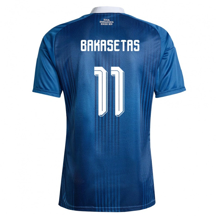 Danxen Kvinnor Grekland Anastasios Bakasetas #11 Marin Blå Vit Bortatröja Matchtröjor 26-28 Tröjor T-Tröja