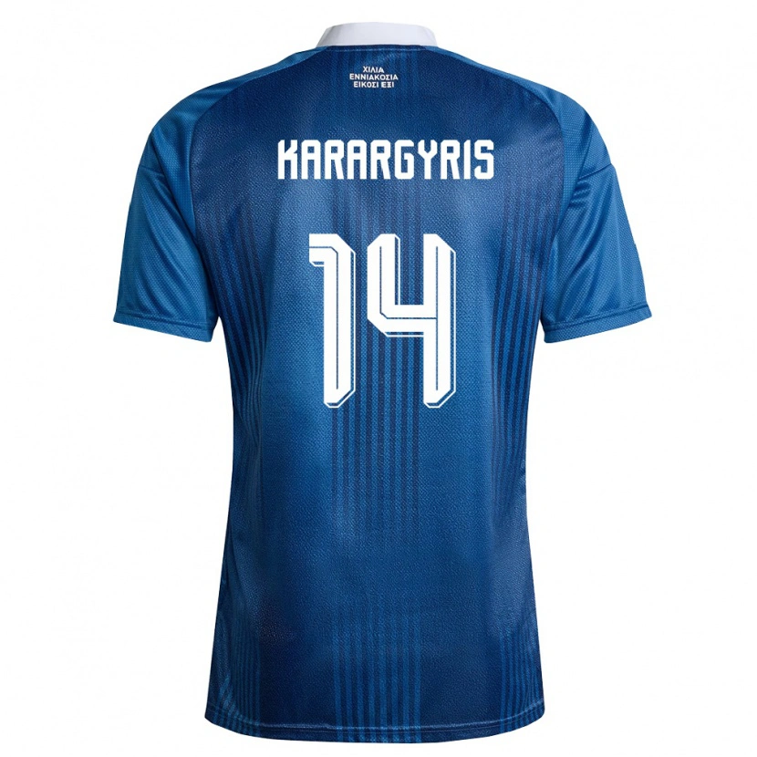 Danxen Kvinnor Grekland Zois Karargyris #14 Marin Blå Vit Bortatröja Matchtröjor 26-28 Tröjor T-Tröja