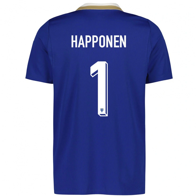 Danxen Kvinnor Finland Ukko Happonen #1 Blå Vit Bortatröja Matchtröjor 26-28 Tröjor T-Tröja