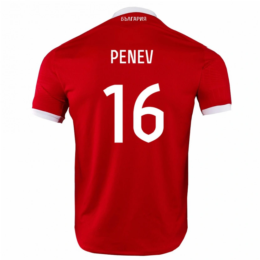 Danxen Kvinnor Bulgarien Georgi Penev #16 Röd Vit Bortatröja Matchtröjor 26-28 Tröjor T-Tröja