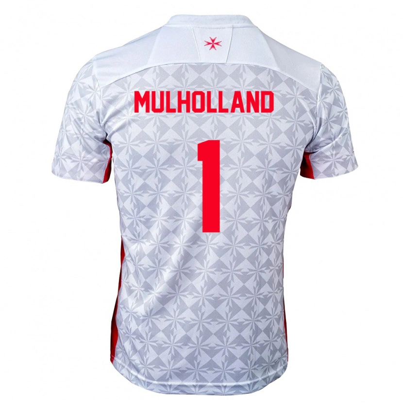 Danxen Kvinnor Malta Noah Mulholland #1 Grå Vit Röd Bortatröja Matchtröjor 26-28 Tröjor T-Tröja