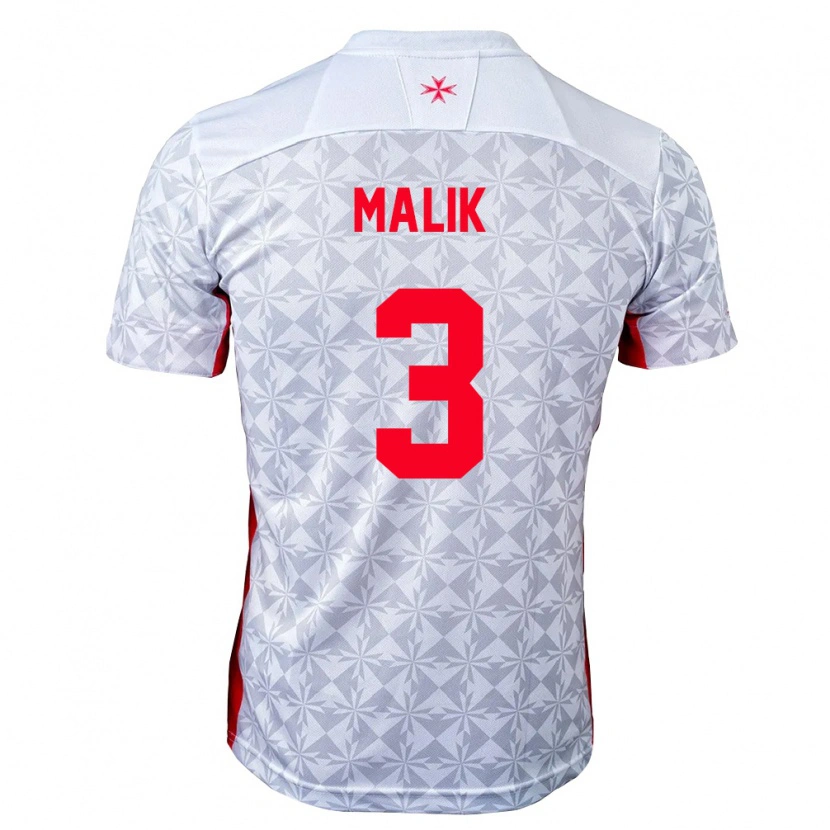 Danxen Kvinnor Malta Amin Malik #3 Grå Vit Röd Bortatröja Matchtröjor 26-28 Tröjor T-Tröja