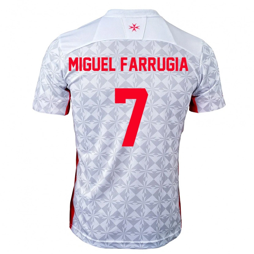 Danxen Kvinnor Malta Miguel Farrugia #7 Grå Vit Röd Bortatröja Matchtröjor 26-28 Tröjor T-Tröja