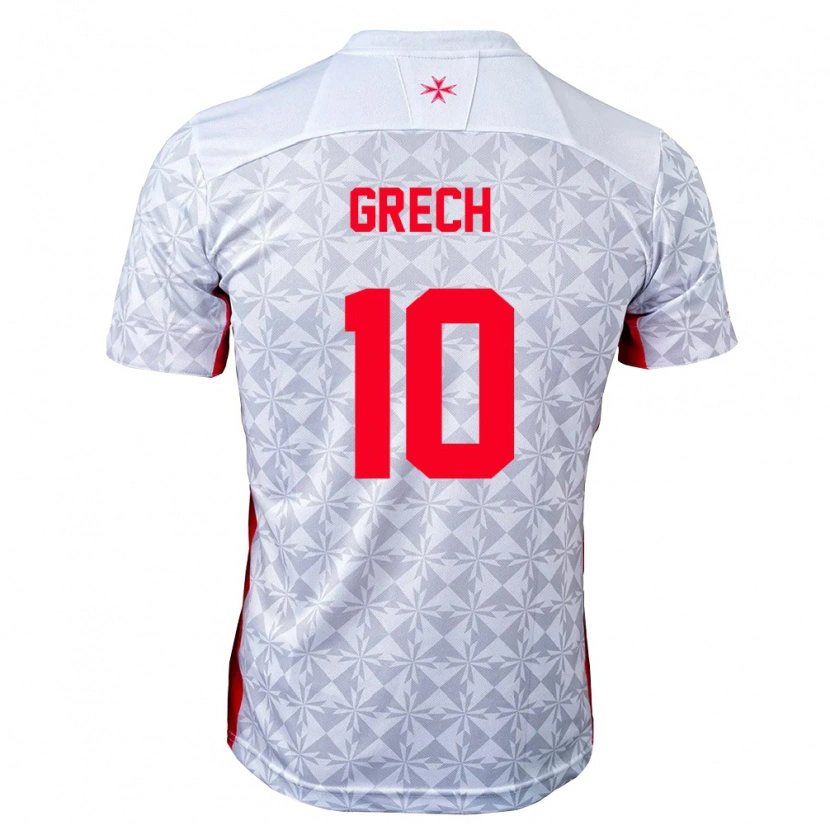 Danxen Kvinnor Malta Jake Grech #10 Grå Vit Röd Bortatröja Matchtröjor 26-28 Tröjor T-Tröja