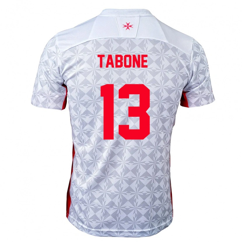 Danxen Kvinnor Malta Jayden Tabone #13 Grå Vit Röd Bortatröja Matchtröjor 26-28 Tröjor T-Tröja