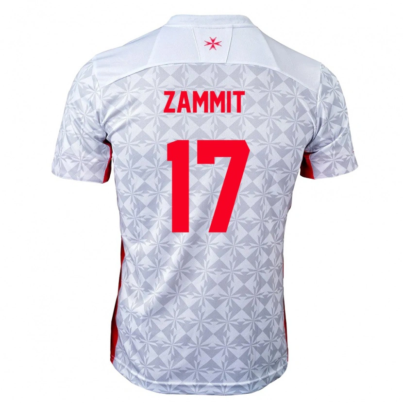 Danxen Kvinnor Malta Andrea Zammit #17 Grå Vit Röd Bortatröja Matchtröjor 26-28 Tröjor T-Tröja