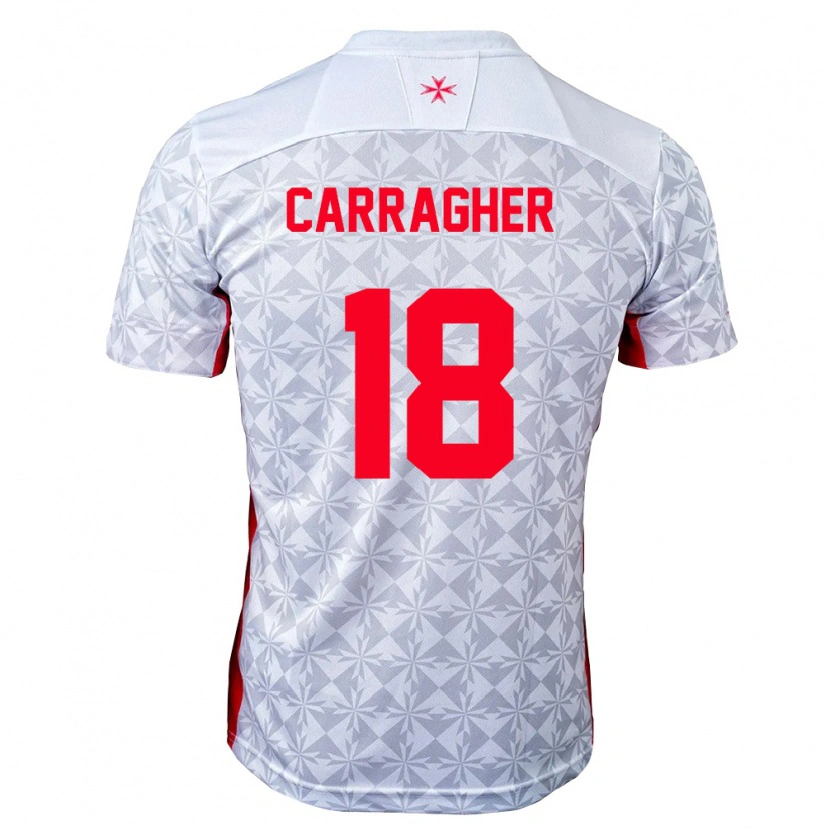 Danxen Kvinnor Malta James Carragher #18 Grå Vit Röd Bortatröja Matchtröjor 26-28 Tröjor T-Tröja