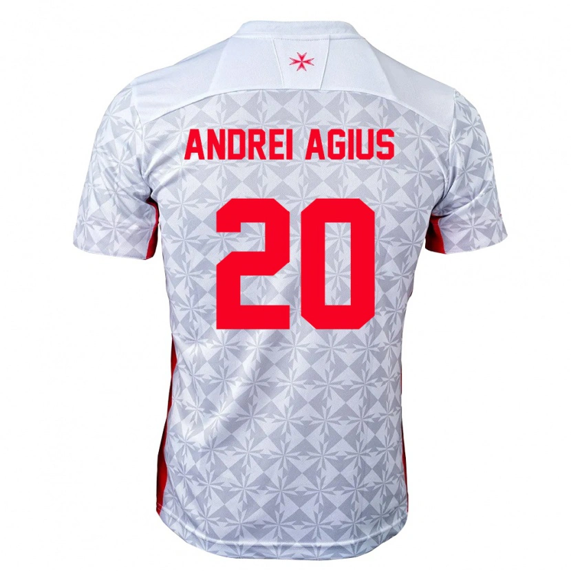 Danxen Kvinnor Malta Andrei Agius #20 Grå Vit Röd Bortatröja Matchtröjor 26-28 Tröjor T-Tröja