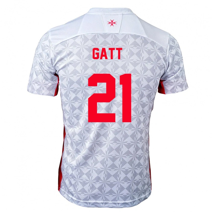 Danxen Kvinnor Malta Sean Gatt #21 Grå Vit Röd Bortatröja Matchtröjor 26-28 Tröjor T-Tröja