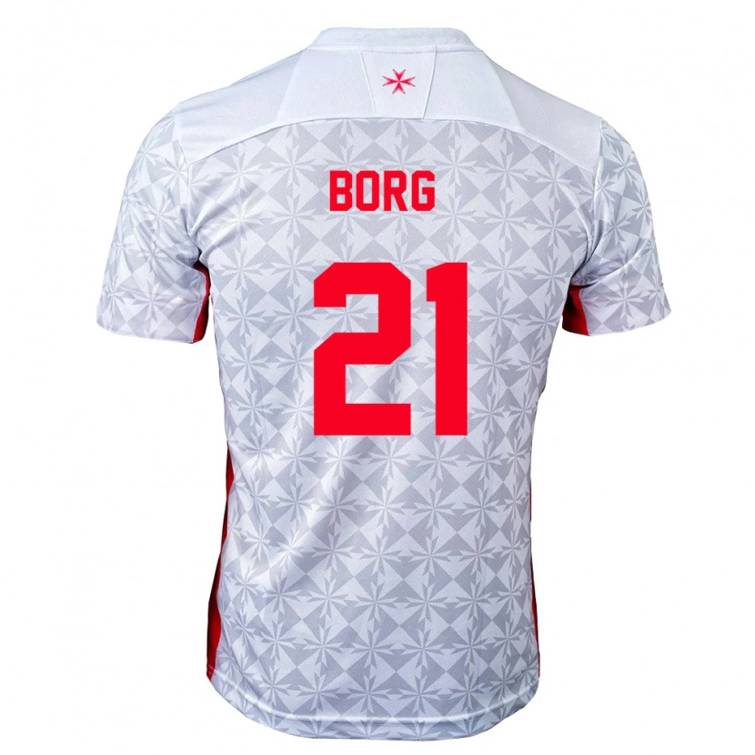 Danxen Kvinnor Malta Jean Borg #21 Grå Vit Röd Bortatröja Matchtröjor 26-28 Tröjor T-Tröja