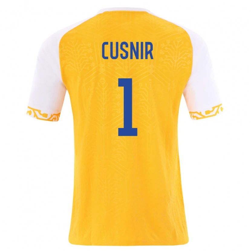 Danxen Kvinnor Moldavien Eduard Cusnir #1 Gul Vit Bortatröja Matchtröjor 26-28 Tröjor T-Tröja