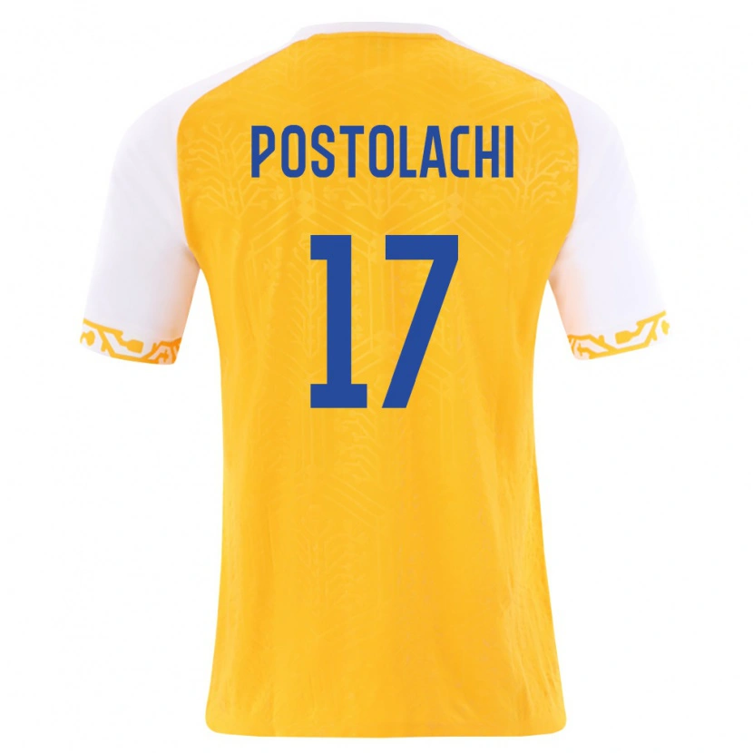 Danxen Kvinnor Moldavien Virgiliu Postolachi #17 Gul Vit Bortatröja Matchtröjor 26-28 Tröjor T-Tröja