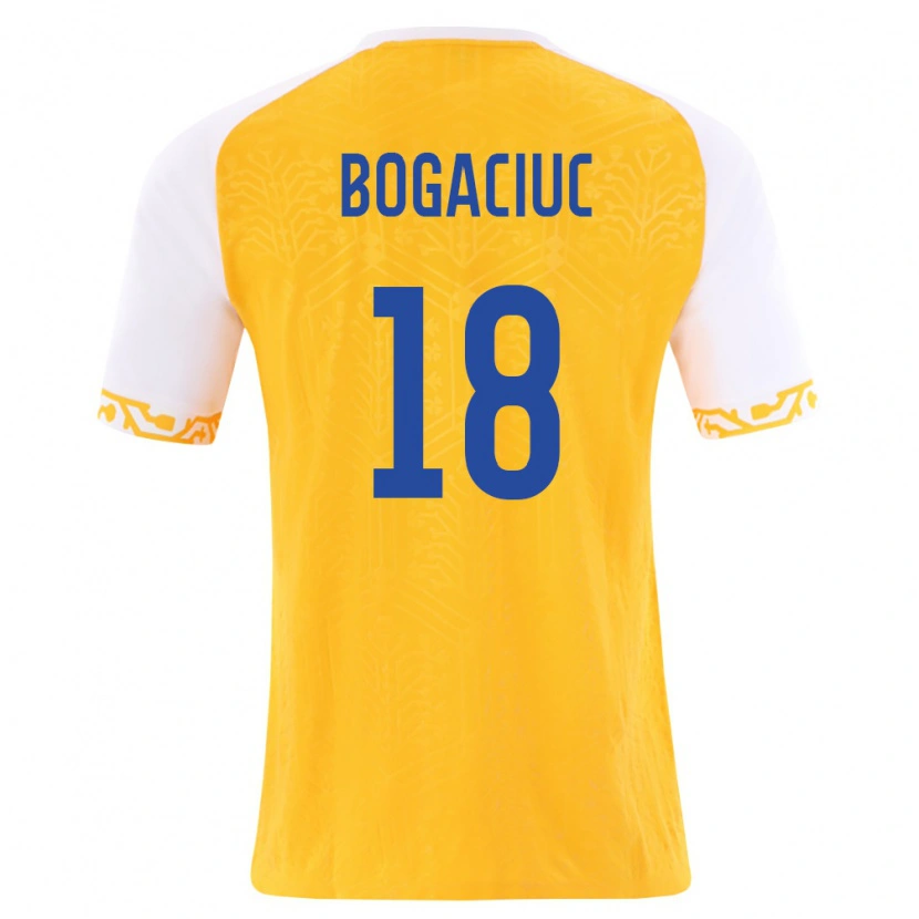 Danxen Kvinnor Moldavien Victor Bogaciuc #18 Gul Vit Bortatröja Matchtröjor 26-28 Tröjor T-Tröja