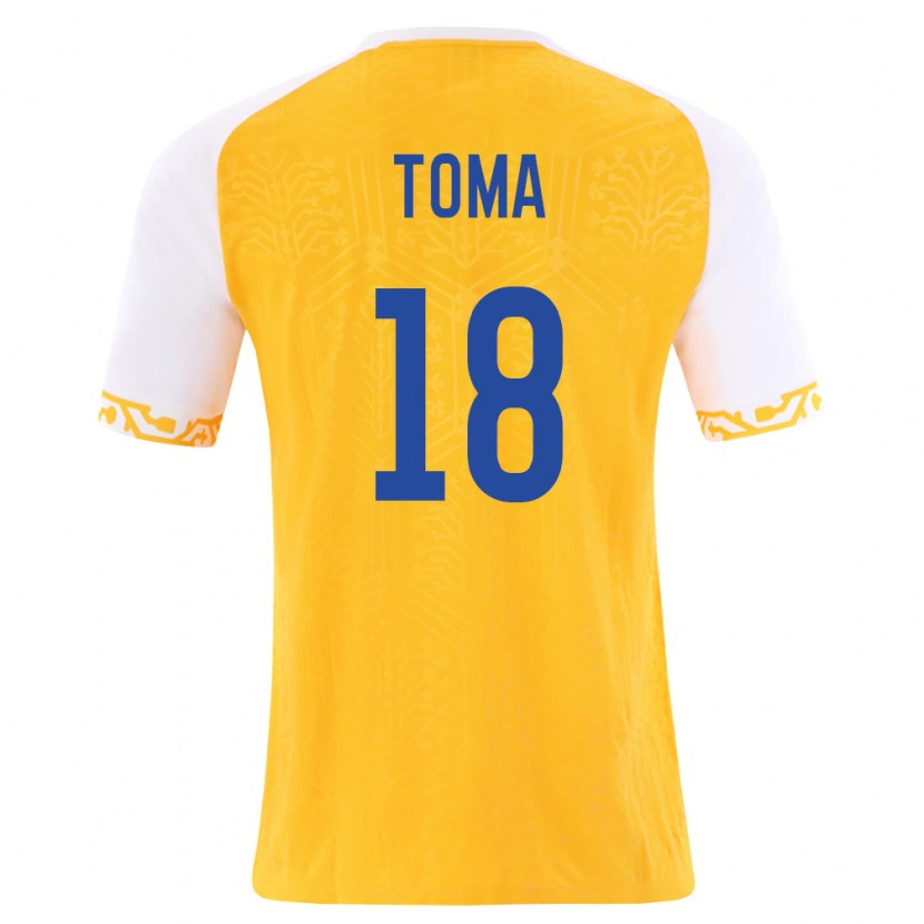 Danxen Kvinnor Moldavien Andy Toma #18 Gul Vit Bortatröja Matchtröjor 26-28 Tröjor T-Tröja