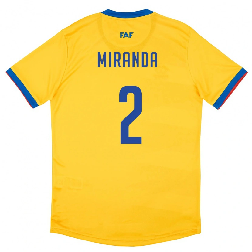 Danxen Kvinnor Andorra Pau Miranda #2 Gul Blå Röd Bortatröja Matchtröjor 26-28 Tröjor T-Tröja