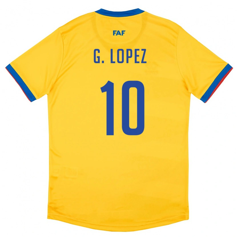 Danxen Kvinnor Andorra Guillaume Lopez #10 Gul Blå Röd Bortatröja Matchtröjor 26-28 Tröjor T-Tröja