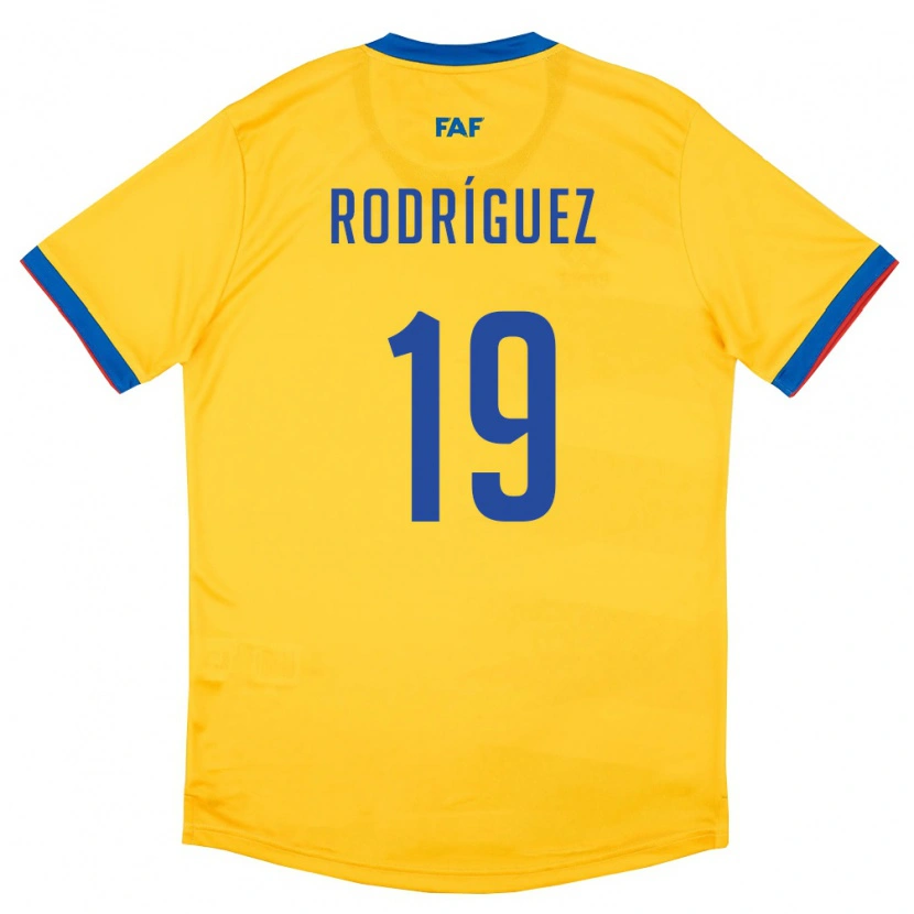 Danxen Kvinnor Andorra Jan Rodríguez #19 Gul Blå Röd Bortatröja Matchtröjor 26-28 Tröjor T-Tröja