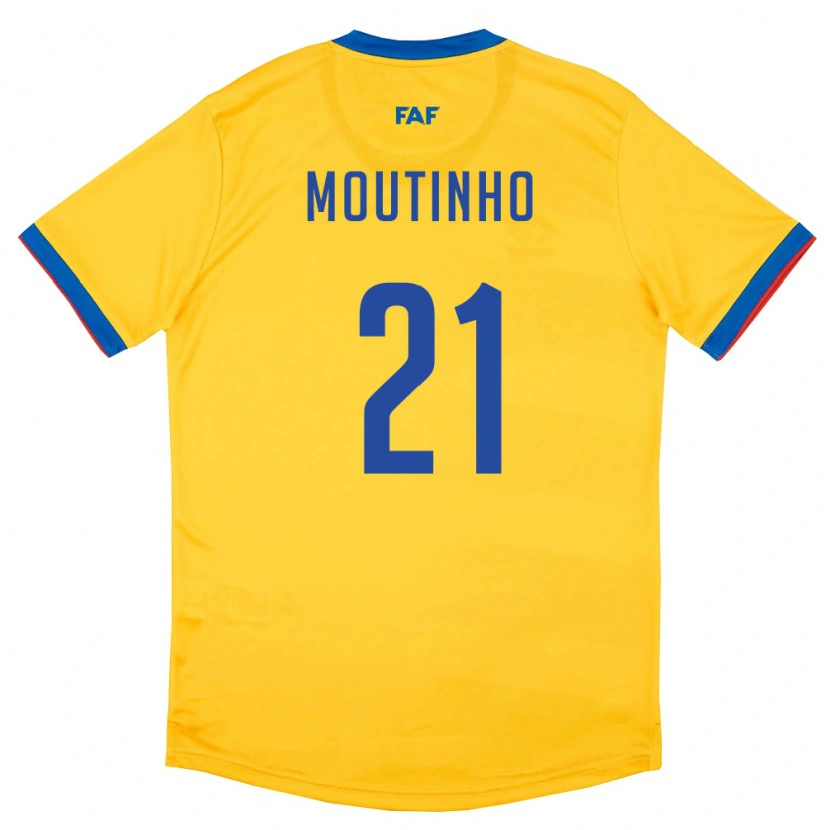Danxen Kvinnor Andorra Joel Moutinho #21 Gul Blå Röd Bortatröja Matchtröjor 26-28 Tröjor T-Tröja