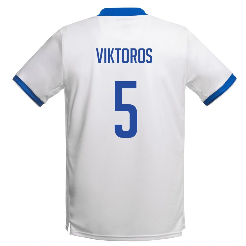 Danxen Kvinnor Cypern Giorgos Viktoros #5 Vit Kunglig Blå Bortatröja Matchtröjor 26-28 Tröjor T-Tröja