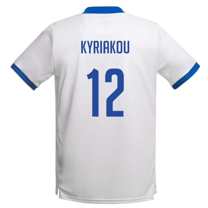 Danxen Kvinnor Cypern Panagiotis Kyriakou #12 Vit Kunglig Blå Bortatröja Matchtröjor 26-28 Tröjor T-Tröja
