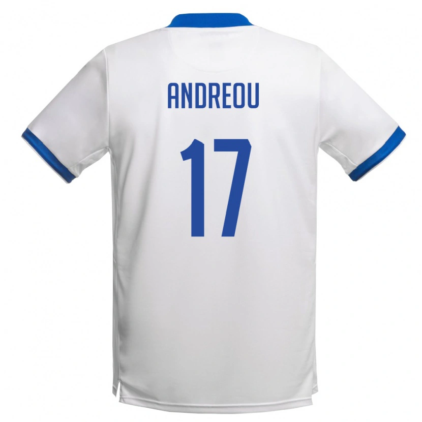 Danxen Kvinnor Cypern Evangelos Andreou #17 Vit Kunglig Blå Bortatröja Matchtröjor 26-28 Tröjor T-Tröja