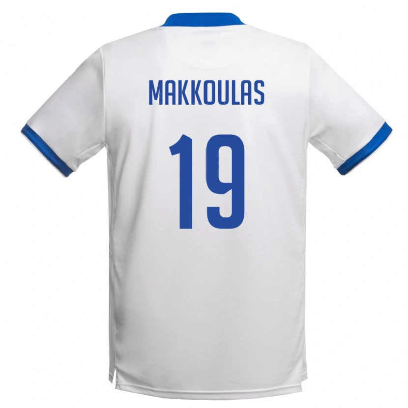 Danxen Kvinnor Cypern Petros Makkoulas #19 Vit Kunglig Blå Bortatröja Matchtröjor 26-28 Tröjor T-Tröja