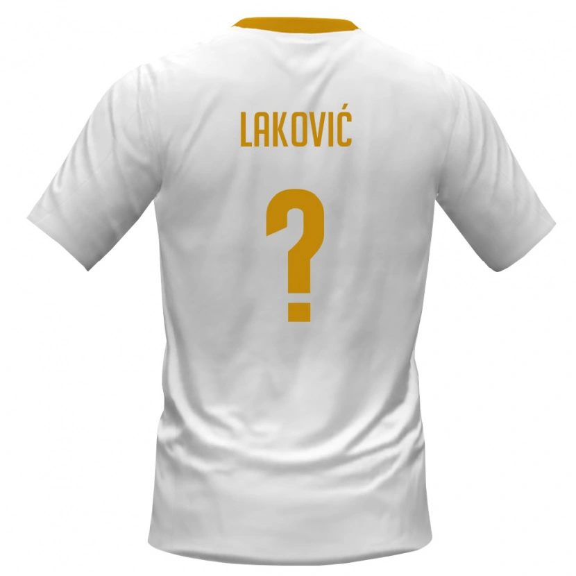 Danxen Kvinnor Montenegro Miloš Laković #0 Vit Röd Gul Bortatröja Matchtröjor 26-28 Tröjor T-Tröja