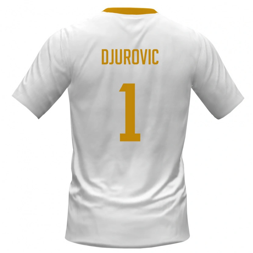 Danxen Kvinnor Montenegro Tomas Djurovic #1 Vit Röd Gul Bortatröja Matchtröjor 26-28 Tröjor T-Tröja