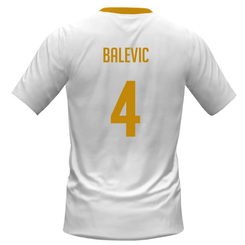 Danxen Kvinnor Montenegro Nikola Balevic #4 Vit Röd Gul Bortatröja Matchtröjor 26-28 Tröjor T-Tröja