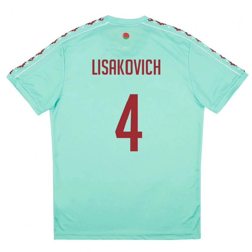 Danxen Kvinnor Belarus Ruslan Lisakovich #4 Ljus Grön Burgund Bortatröja Matchtröjor 26-28 Tröjor T-Tröja