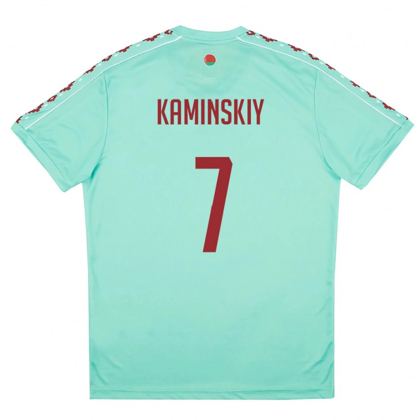 Danxen Kvinnor Belarus Timofey Kaminskiy #7 Ljus Grön Burgund Bortatröja Matchtröjor 26-28 Tröjor T-Tröja