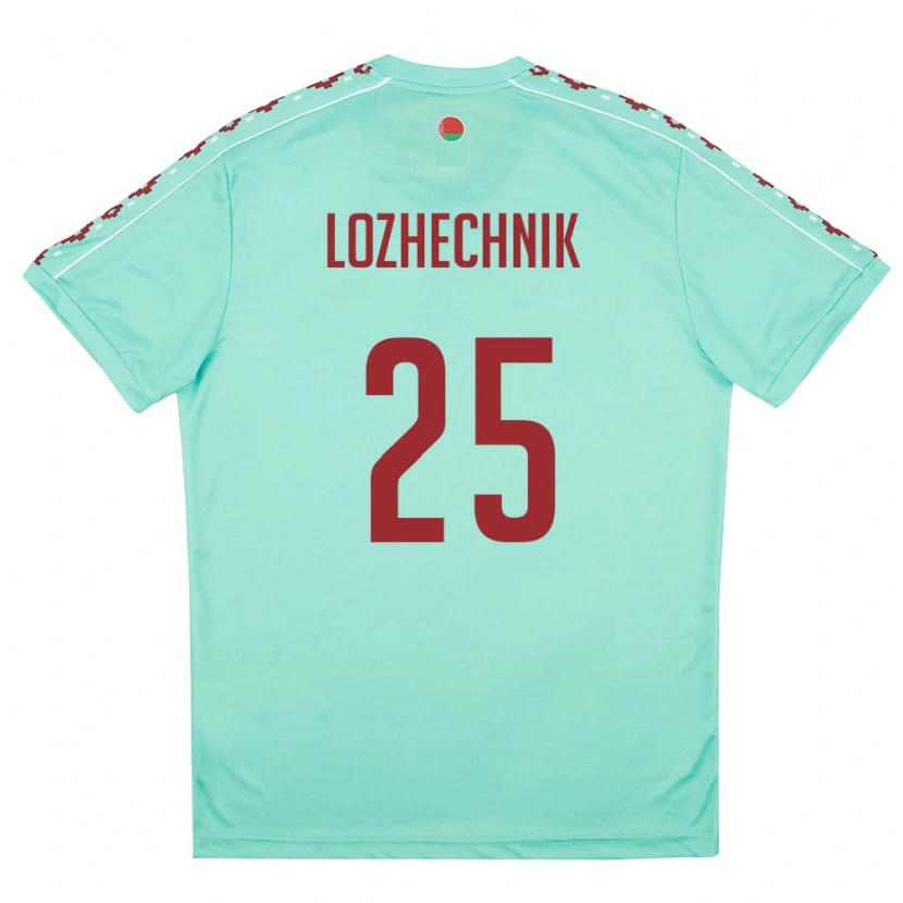 Danxen Kvinnor Belarus Dmitriy Lozhechnik #25 Ljus Grön Burgund Bortatröja Matchtröjor 26-28 Tröjor T-Tröja