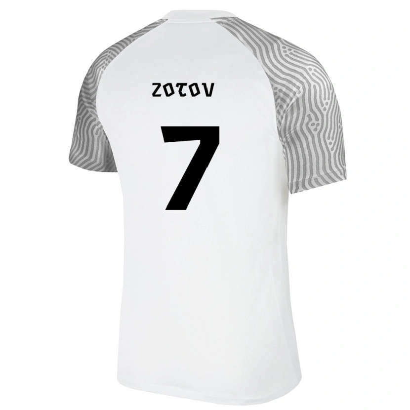 Danxen Kvinnor Estland Denis Zotov #7 Vit Grå Bortatröja Matchtröjor 26-28 Tröjor T-Tröja