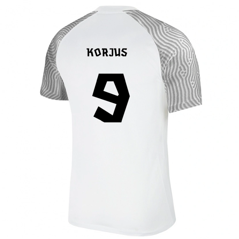Danxen Kvinnor Estland Uku Korjus #9 Vit Grå Bortatröja Matchtröjor 26-28 Tröjor T-Tröja