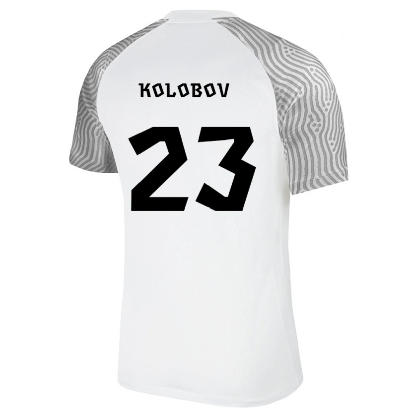 Danxen Kvinnor Estland Mihhail Kolobov #23 Vit Grå Bortatröja Matchtröjor 26-28 Tröjor T-Tröja