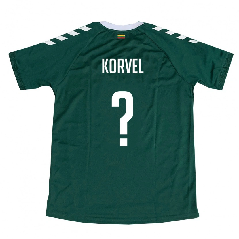 Danxen Kvinnor Litauen Lukas Korvel #0 Mörk Grön Vit Bortatröja Matchtröjor 26-28 Tröjor T-Tröja