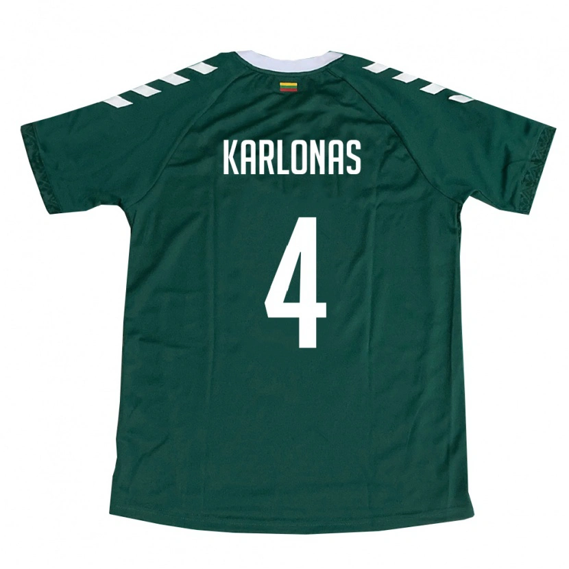 Danxen Kvinnor Litauen Algirdas Karlonas #4 Mörk Grön Vit Bortatröja Matchtröjor 26-28 Tröjor T-Tröja