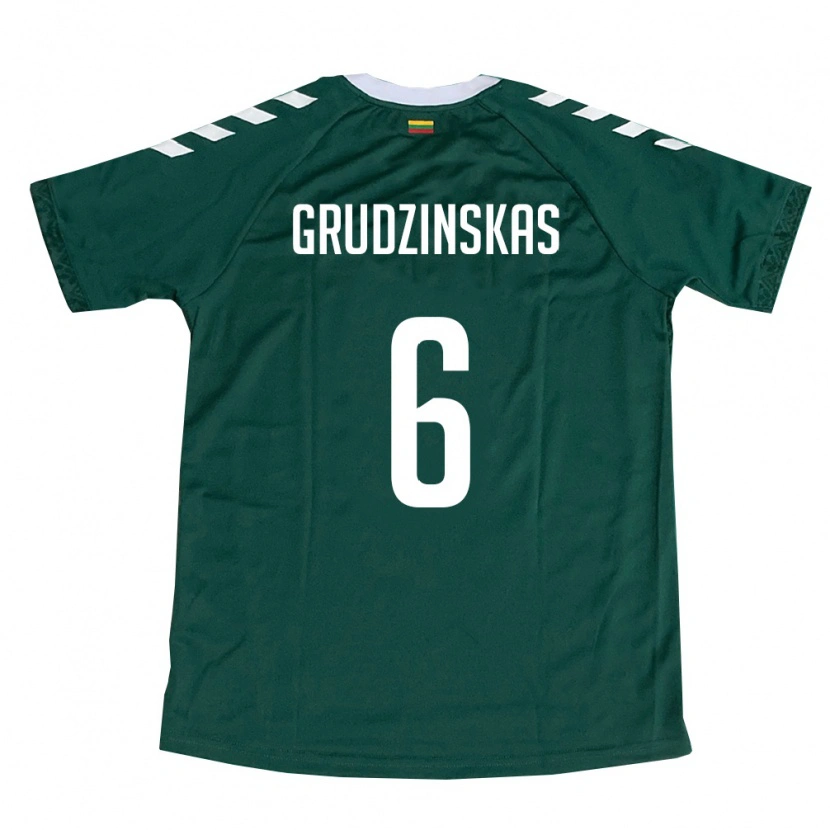 Danxen Kvinnor Litauen Dovas Grudzinskas #6 Mörk Grön Vit Bortatröja Matchtröjor 26-28 Tröjor T-Tröja