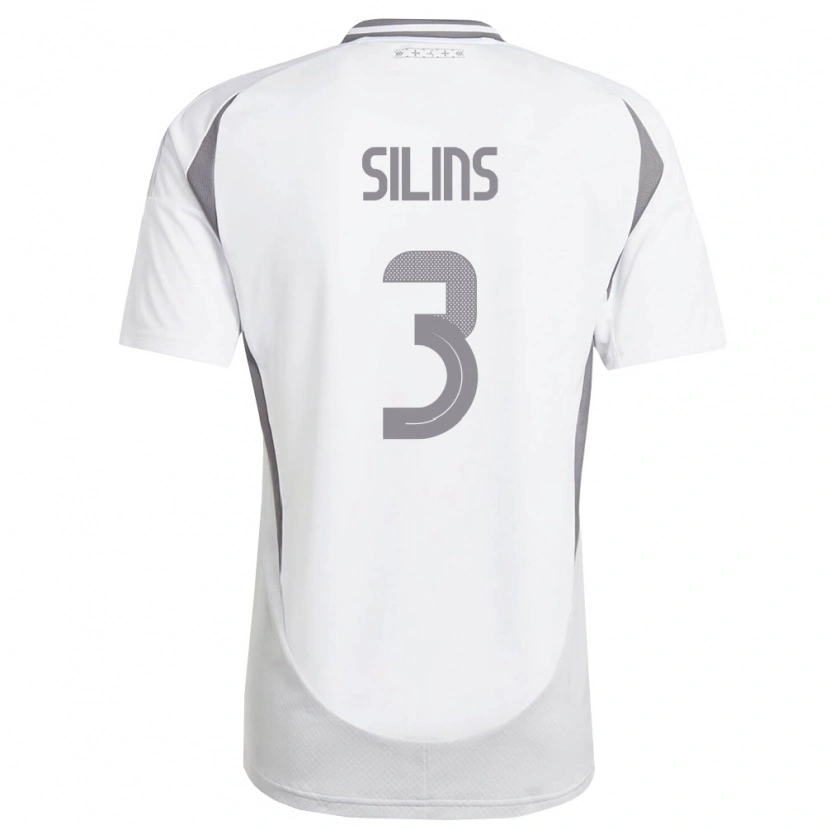 Danxen Kvinnor Lettland Matiss Silins #3 Vit Mörk Grå Bortatröja Matchtröjor 26-28 Tröjor T-Tröja