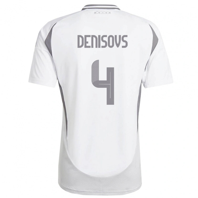 Danxen Kvinnor Lettland Deniss Denisovs #4 Vit Mörk Grå Bortatröja Matchtröjor 26-28 Tröjor T-Tröja