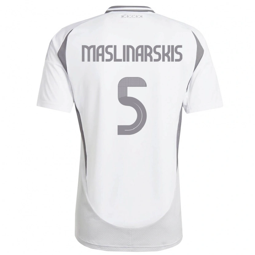 Danxen Kvinnor Lettland Gustavs Maslinarskis #5 Vit Mörk Grå Bortatröja Matchtröjor 26-28 Tröjor T-Tröja