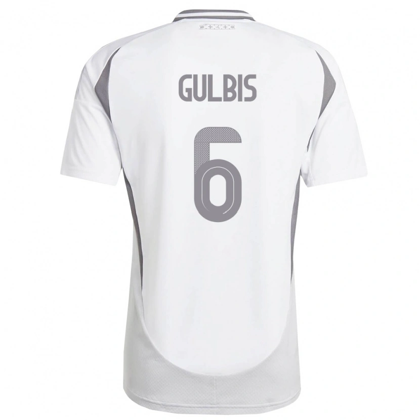 Danxen Kvinnor Lettland Henrijs Gulbis #6 Vit Mörk Grå Bortatröja Matchtröjor 26-28 Tröjor T-Tröja