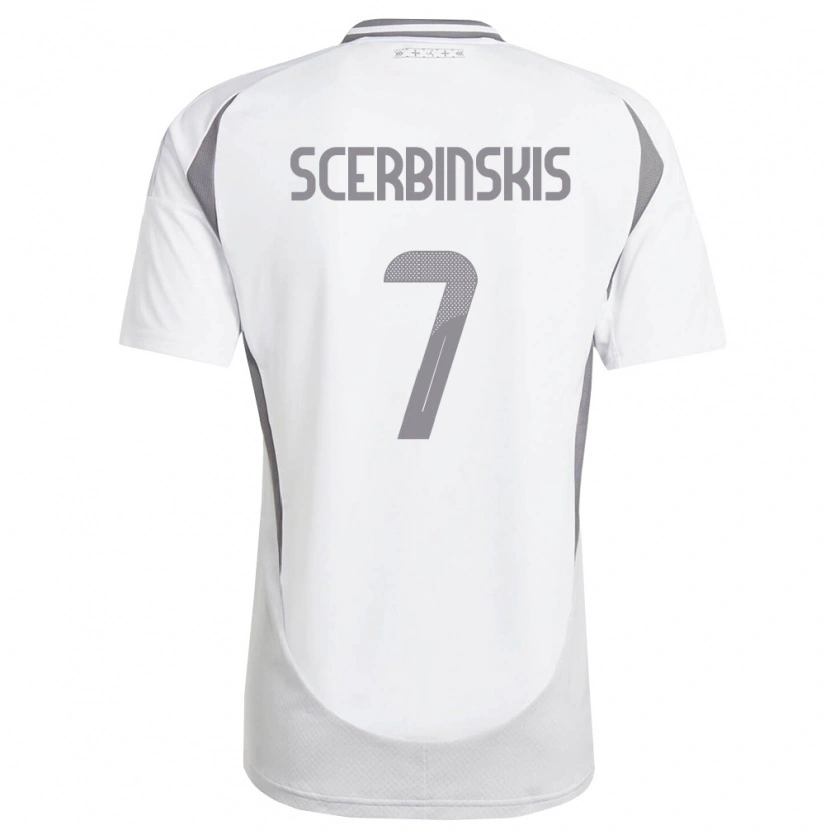 Danxen Kvinnor Lettland Aleks Scerbinskis #7 Vit Mörk Grå Bortatröja Matchtröjor 26-28 Tröjor T-Tröja