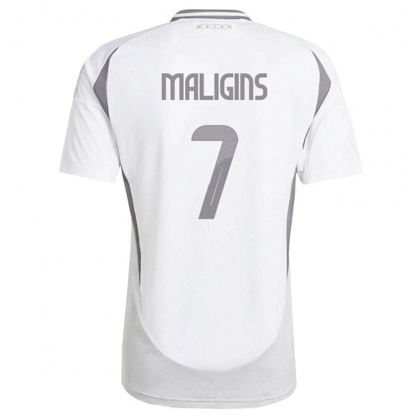 Danxen Kvinnor Lettland Zahars Maligins #7 Vit Mörk Grå Bortatröja Matchtröjor 26-28 Tröjor T-Tröja