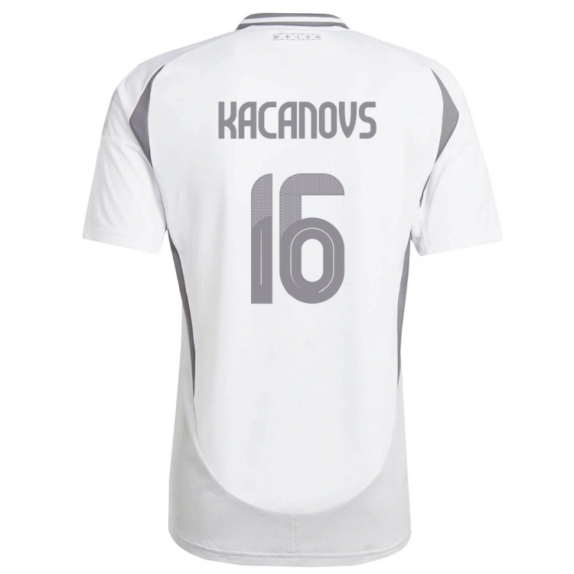 Danxen Kvinnor Lettland Glebs Kacanovs #16 Vit Mörk Grå Bortatröja Matchtröjor 26-28 Tröjor T-Tröja