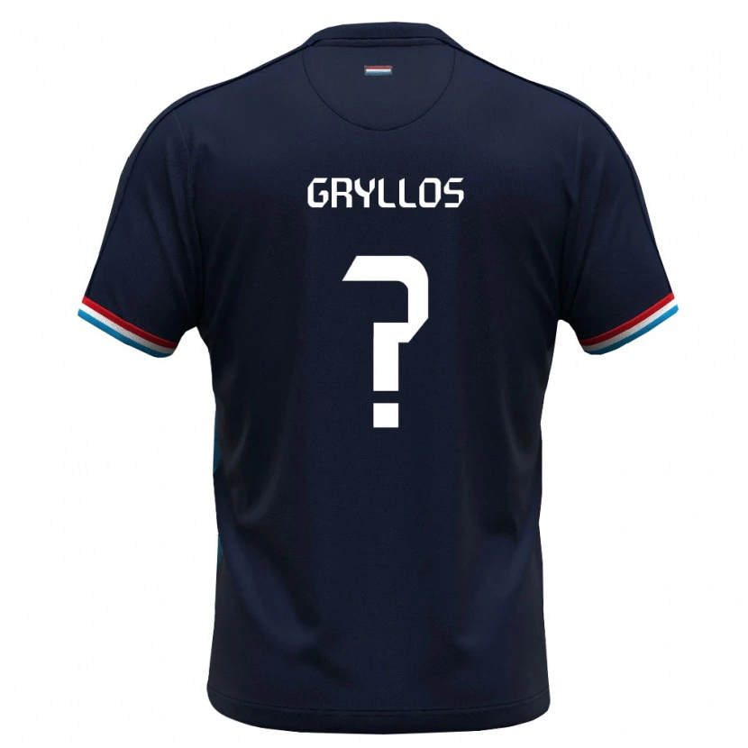 Danxen Kvinnor Luxemburg Petros Gryllos #0 Kunglig Blå Röd Bortatröja Matchtröjor 26-28 Tröjor T-Tröja