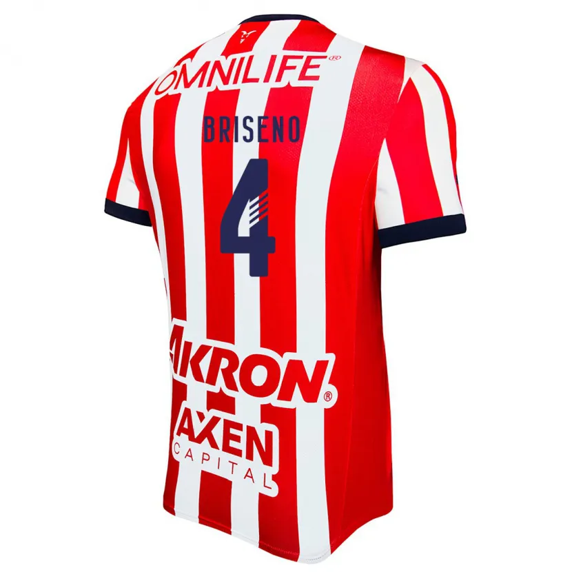 Danxen Barn Antonio Briseño #4 Röd Vit Blå Hemmatröja Matchtröjor 2024/25 Tröjor T-Tröja