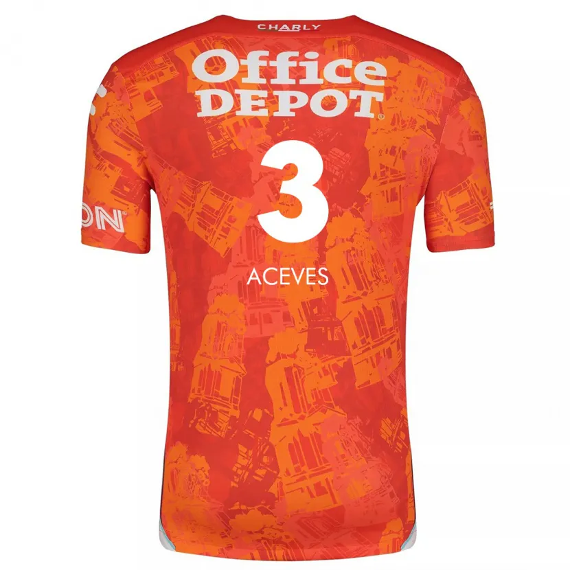 Danxen Barn Alonso Aceves #3 Orange Vit Bortatröja Matchtröjor 2024/25 Tröjor T-Tröja