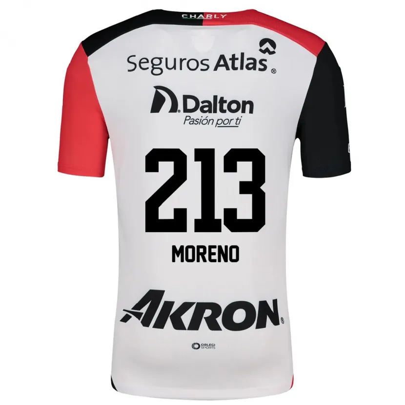 Danxen Barn Eduardo Moreno #213 Vit Röd Svart Bortatröja Matchtröjor 2024/25 Tröjor T-Tröja