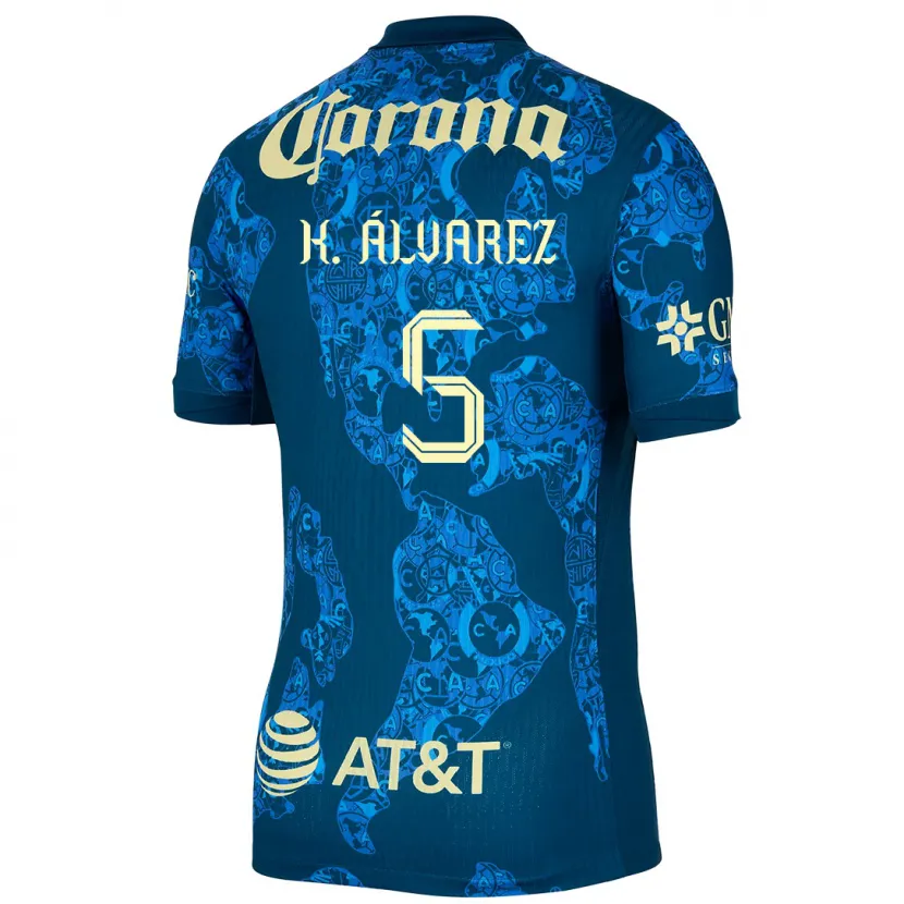 Danxen Barn Kevin Álvarez #5 Blå Gul Bortatröja Matchtröjor 2024/25 Tröjor T-Tröja